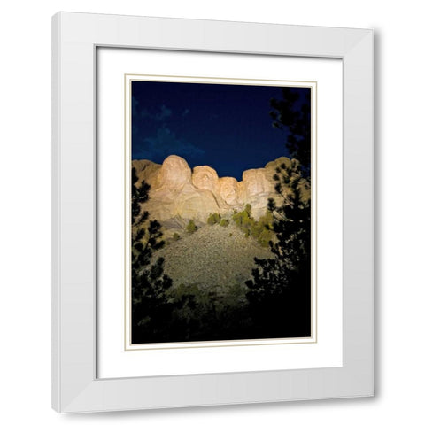 SD, The Mount Rushmore at night White Modern Wood Framed Art Print with Double Matting by Lord, Fred