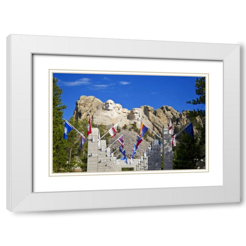 SD, Mount Rushmore framed by Grand View Terrace White Modern Wood Framed Art Print with Double Matting by Lord, Fred