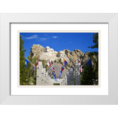 SD, Mount Rushmore framed by Grand View Terrace White Modern Wood Framed Art Print with Double Matting by Lord, Fred