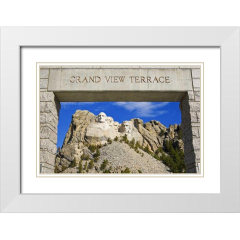 SD, Mount Rushmore framed by Grand View Terrace White Modern Wood Framed Art Print with Double Matting by Lord, Fred