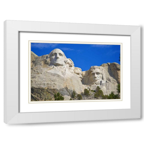 SD, Mount Rushmore in daytime White Modern Wood Framed Art Print with Double Matting by Lord, Fred
