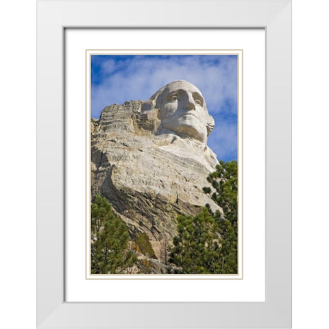 SD, President George Washington at Mount Rushmore White Modern Wood Framed Art Print with Double Matting by Lord, Fred