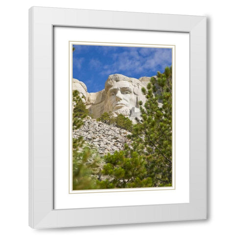SD, President Abraham Lincoln at Mount Rushmore White Modern Wood Framed Art Print with Double Matting by Lord, Fred