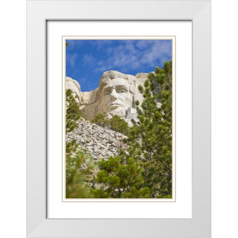 SD, President Abraham Lincoln at Mount Rushmore White Modern Wood Framed Art Print with Double Matting by Lord, Fred