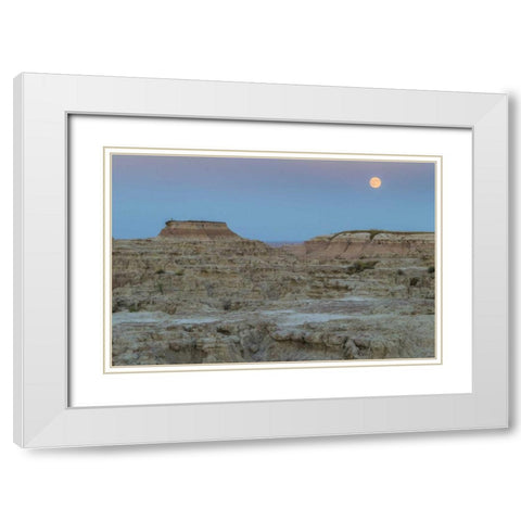 USA, South Dakota Moonrise in Badlands NP White Modern Wood Framed Art Print with Double Matting by Illg, Cathy and Gordon
