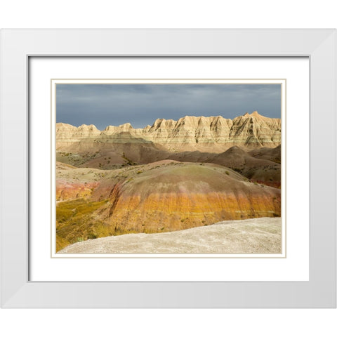 South Dakota- Badlands National Park. Badlands rock formations White Modern Wood Framed Art Print with Double Matting by Wild, Jamie and Judy