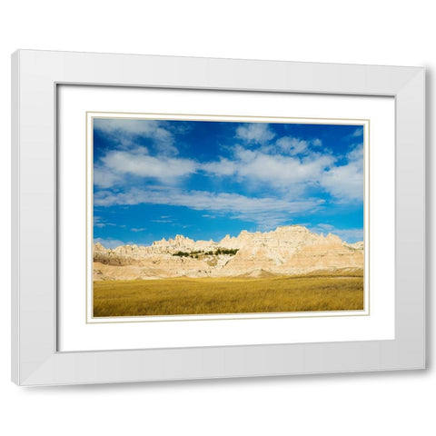 South Dakota- Badlands National Park. Mixed-grass Prairie and Badlands rock formations White Modern Wood Framed Art Print with Double Matting by Wild, Jamie and Judy
