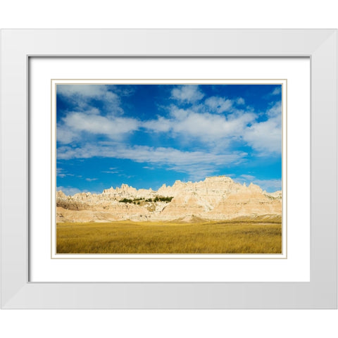 South Dakota- Badlands National Park. Mixed-grass Prairie and Badlands rock formations White Modern Wood Framed Art Print with Double Matting by Wild, Jamie and Judy