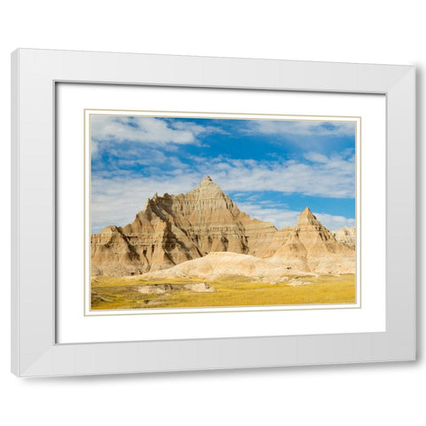 South Dakota- Badlands National Park. Mixed-grass Prairie and Badlands rock formations White Modern Wood Framed Art Print with Double Matting by Wild, Jamie and Judy