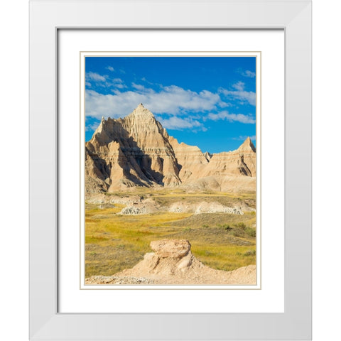South Dakota- Badlands National Park. Badlands rock formations White Modern Wood Framed Art Print with Double Matting by Wild, Jamie and Judy