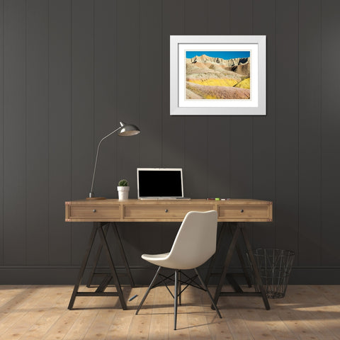 South Dakota- Badlands National Park. Badlands rock formations- Yellow Mounds White Modern Wood Framed Art Print with Double Matting by Wild, Jamie and Judy