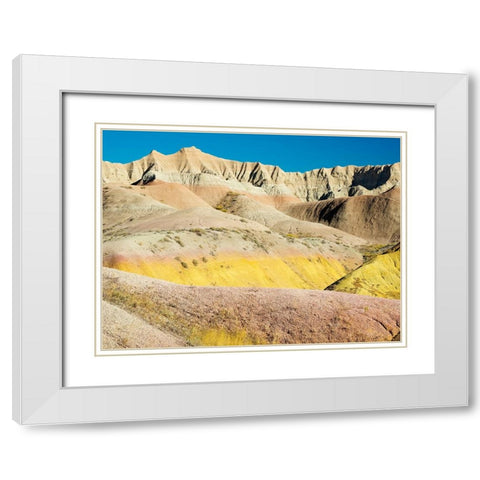 South Dakota- Badlands National Park. Badlands rock formations- Yellow Mounds White Modern Wood Framed Art Print with Double Matting by Wild, Jamie and Judy