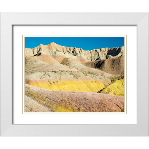 South Dakota- Badlands National Park. Badlands rock formations- Yellow Mounds White Modern Wood Framed Art Print with Double Matting by Wild, Jamie and Judy