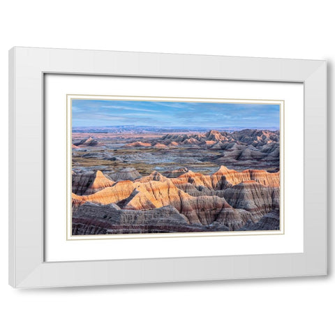 Formations of striated hoodoo lead the eye to a plateau and more peaks White Modern Wood Framed Art Print with Double Matting by Haddad, Sheila