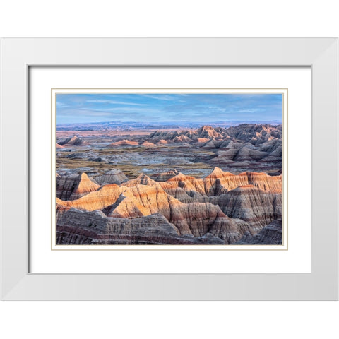 Formations of striated hoodoo lead the eye to a plateau and more peaks White Modern Wood Framed Art Print with Double Matting by Haddad, Sheila