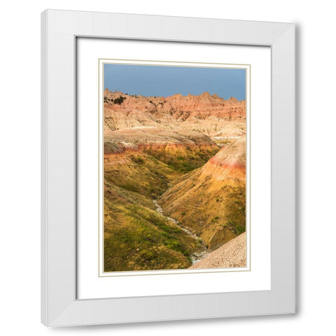 The grassy valley with dry creek is fed by the run off of the hoodoos lining the side White Modern Wood Framed Art Print with Double Matting by Haddad, Sheila