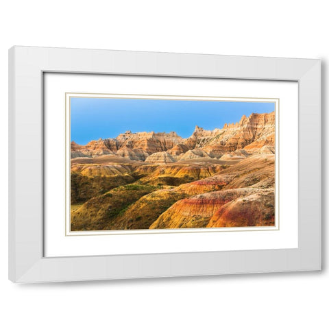 Layers of striated round hoodoos lead to soaring sharp peaked hoodoos White Modern Wood Framed Art Print with Double Matting by Haddad, Sheila