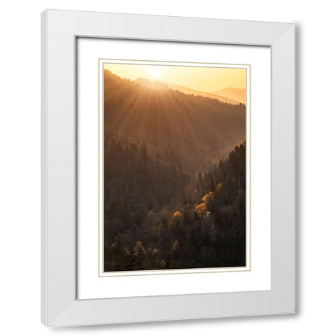 Spring sunset from Morton Overlook-Great Smoky Mountains National Park-Tennessee White Modern Wood Framed Art Print with Double Matting by Jones, Adam