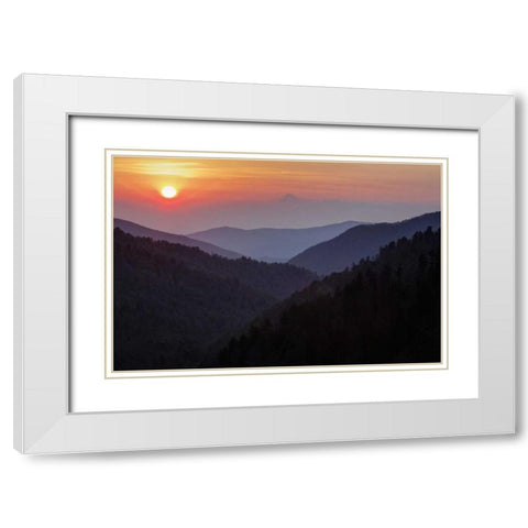 Tennessee, Great Smoky Mts Morton Overlook White Modern Wood Framed Art Print with Double Matting by Flaherty, Dennis