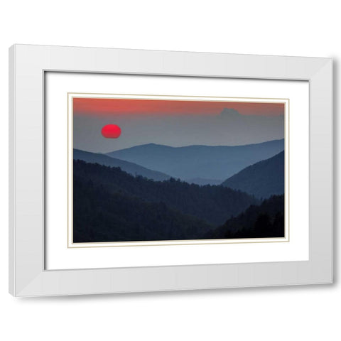 Tennessee, Great Smoky Mts Morton Overlook White Modern Wood Framed Art Print with Double Matting by Flaherty, Dennis
