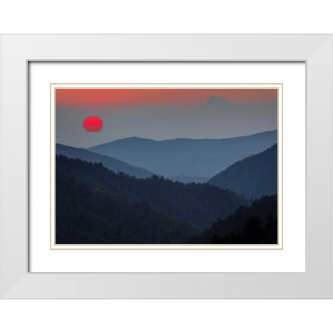 Tennessee, Great Smoky Mts Morton Overlook White Modern Wood Framed Art Print with Double Matting by Flaherty, Dennis