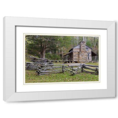 TN, Great Smoky Mts, John Oliver Place White Modern Wood Framed Art Print with Double Matting by Paulson, Don