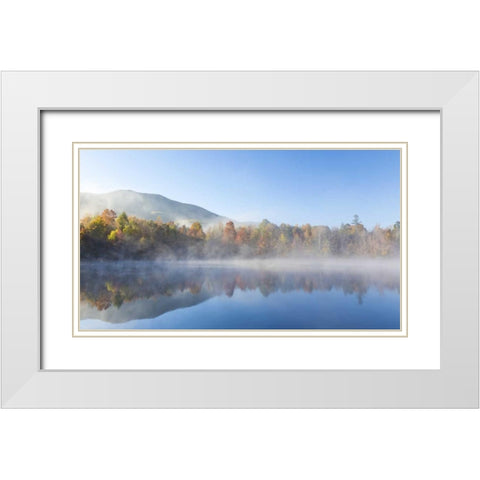 Tennessee Morning fog on Indian Boundary Lake White Modern Wood Framed Art Print with Double Matting by Paulson, Don