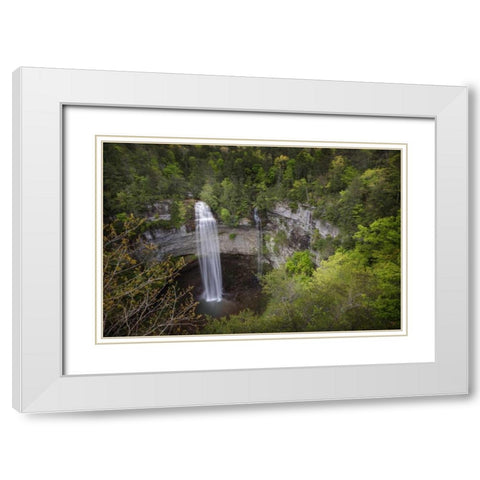 TN, Fall Creek Falls, a double waterfall White Modern Wood Framed Art Print with Double Matting by Grall, Don