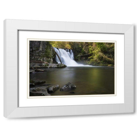 Tennessee, Great Smoky Mts Abrams Falls White Modern Wood Framed Art Print with Double Matting by Grall, Don