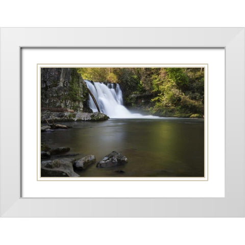 Tennessee, Great Smoky Mts Abrams Falls White Modern Wood Framed Art Print with Double Matting by Grall, Don