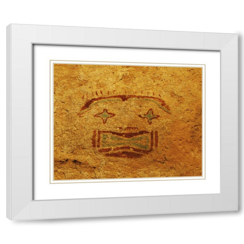 TX, Pictograph nicknamed the Starry-Eyed Man White Modern Wood Framed Art Print with Double Matting by Flaherty, Dennis