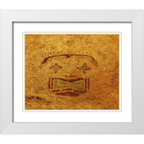 TX, Pictograph nicknamed the Starry-Eyed Man White Modern Wood Framed Art Print with Double Matting by Flaherty, Dennis