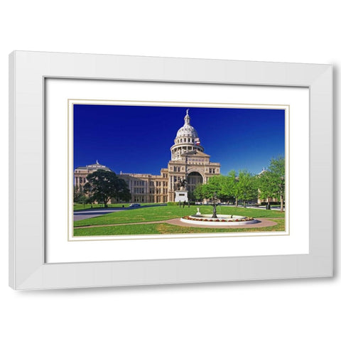 Texas, Austin View of the state capital building White Modern Wood Framed Art Print with Double Matting by Flaherty, Dennis