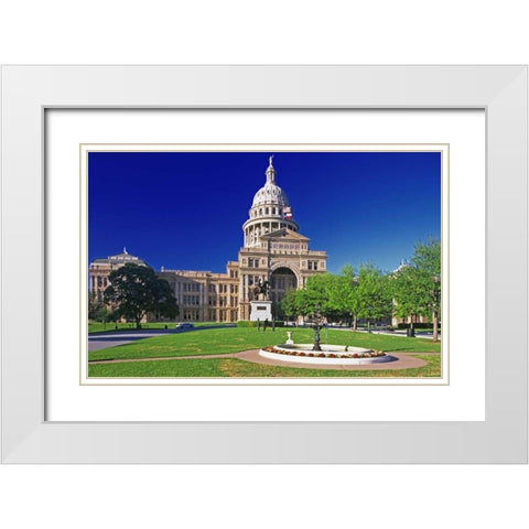 Texas, Austin View of the state capital building White Modern Wood Framed Art Print with Double Matting by Flaherty, Dennis