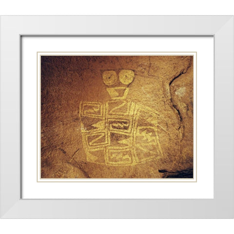 TX, Hueco Tanks SP A Tlaloc pictograph White Modern Wood Framed Art Print with Double Matting by Flaherty, Dennis