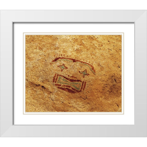 TX, Hueco Tanks SP Pictograph art White Modern Wood Framed Art Print with Double Matting by Flaherty, Dennis