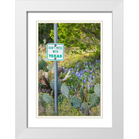 Llano-Texas-USA-Dont Mess With Texas sign in the hill country White Modern Wood Framed Art Print with Double Matting by Wilson, Emily M.