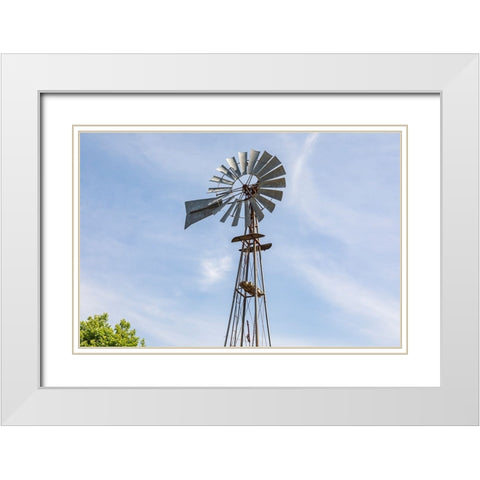 Castroville-Texas-USA-Windmill in the Texas Hill Country White Modern Wood Framed Art Print with Double Matting by Wilson, Emily M.