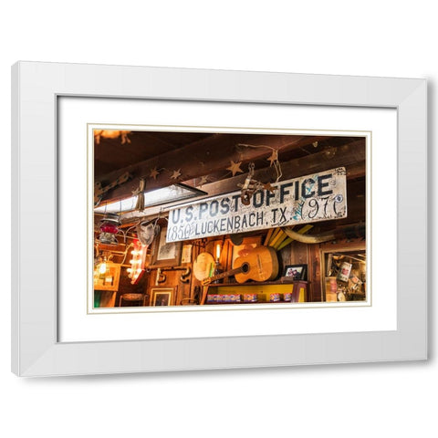 Luckenbach-Texas-USA-Post office sign in a tourist shop in Luckenbach-Texas White Modern Wood Framed Art Print with Double Matting by Wilson, Emily M.