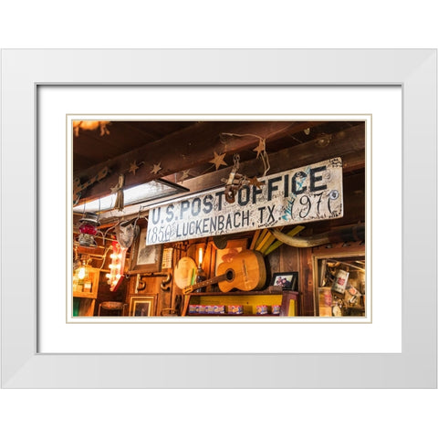 Luckenbach-Texas-USA-Post office sign in a tourist shop in Luckenbach-Texas White Modern Wood Framed Art Print with Double Matting by Wilson, Emily M.