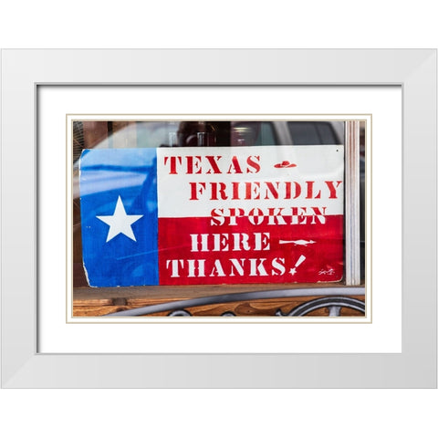 Bandera-Texas-USA-Texas friendly sign in the Texas Hill Country White Modern Wood Framed Art Print with Double Matting by Wilson, Emily M.