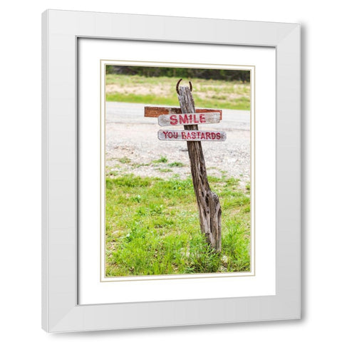 Comfort-Texas-USA-Humorous sign in the Texas Hill Country White Modern Wood Framed Art Print with Double Matting by Wilson, Emily M.
