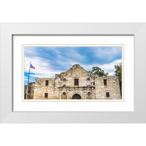 Alamo Mission-San Antonio-Texas Site 1836 battle between Texas patriots and Mexican army White Modern Wood Framed Art Print with Double Matting by Perry, William