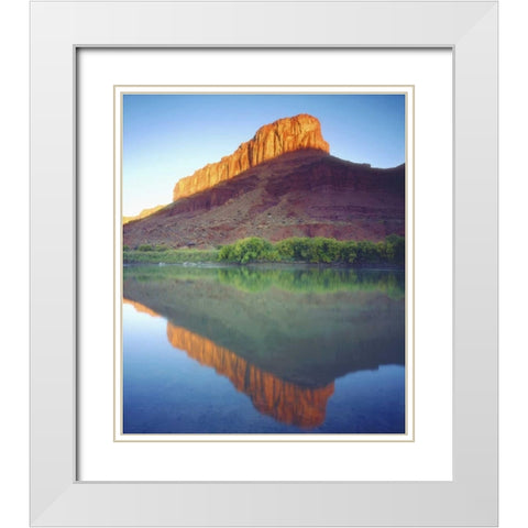 UT, Sunlight on a mesa with the Colorado River White Modern Wood Framed Art Print with Double Matting by Talbot Frank, Christopher