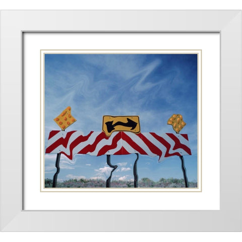 Utah, Digital distortion road sign at end of road White Modern Wood Framed Art Print with Double Matting by Satushek, Steve