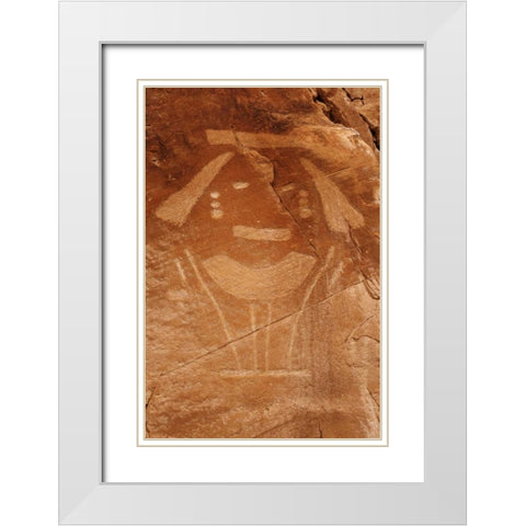 Utah Petroglyph rock art at Dinosaur NM White Modern Wood Framed Art Print with Double Matting by Flaherty, Dennis