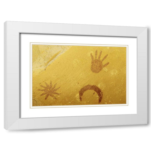 UT Pictographs by the Pueblo Penasco ruin White Modern Wood Framed Art Print with Double Matting by Flaherty, Dennis