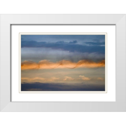 Utah, Arches NP Sunset sky with a spiral cloud White Modern Wood Framed Art Print with Double Matting by Paulson, Don