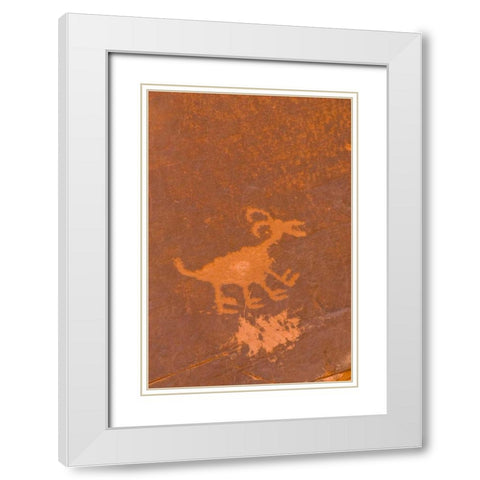 UT, Monument Valley NP Petroglyph etching White Modern Wood Framed Art Print with Double Matting by OBrien, Jay