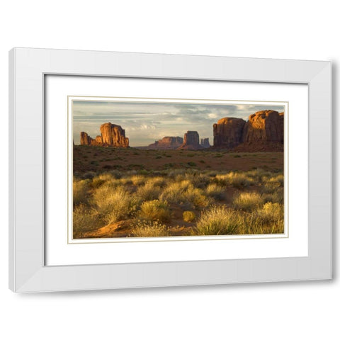 UT, Monument Valley landscape at sunrise White Modern Wood Framed Art Print with Double Matting by OBrien, Jay